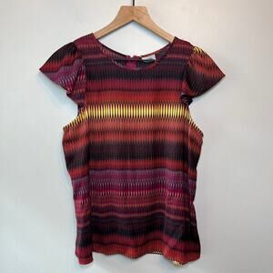 Worthington Women's Multi Parellalism Short Sleeve Striped Top Size Medium